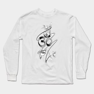 Aum symbol of Hinduism. Om Design, Mystical Sign with Flowers. Long Sleeve T-Shirt